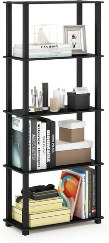 Miniatura 92 de Furinno Turn-N-Tube - Estantería de exhibición multiuso, de 4 niveles, con tubos clásicos, color nogal de Columbia y negro Columbia Nogal/Negro