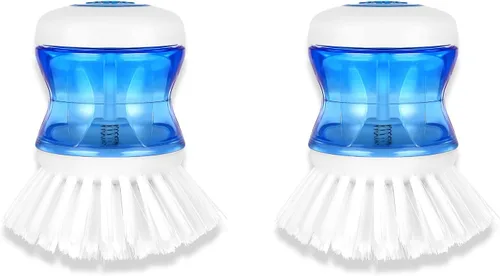 Miniatura 9 de Cepillo para platos con dispensador de jabón, cerdas rígidas para limpiar ollas, sartenes y fregaderos, paquete de 2
