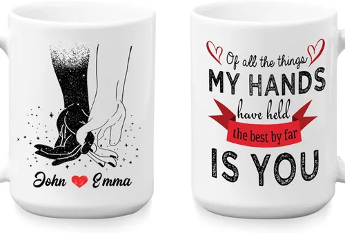 Miniatura 14 de Tazas de café de cerámica personalizadas corazón dorado, nombre personalizado y est. para parejas, conjunto de dos, cumpleaños, aniversario, regalo
