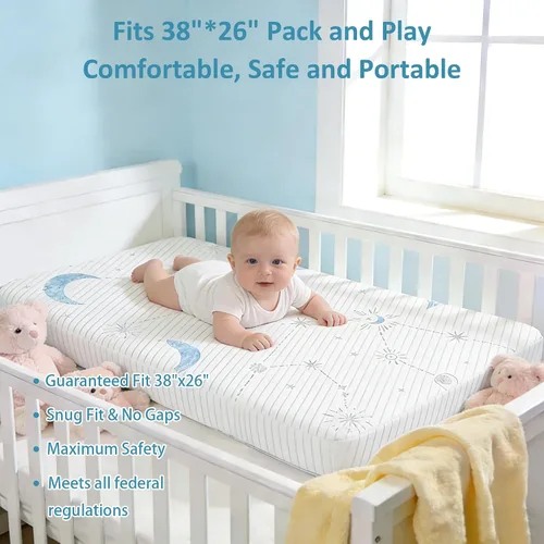 Miniatura 2 de PanKers Pack and Play, colchón transpirable de 38 x 26 pulgadas, de doble cara de espuma viscoelástica de alta densidad, paquete N Play, Escribir 5