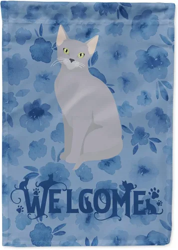 Miniatura 145 de Caroline's Treasures CK5047CHF Ojos Azules - Bandera de bienvenida con diseño de gato para casa de porche, grande, para colgar en la pared