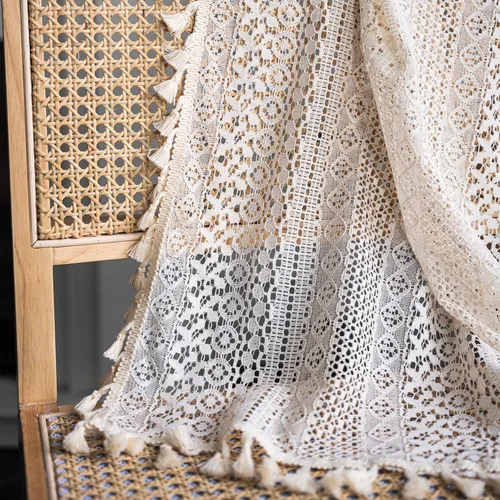 Miniatura 13 de Deeprove - Cenefa de cortina bohemia negra de 18 pulgadas de largo para cocina y cafetería, cortina corta bohemia de encaje transparente de crochet