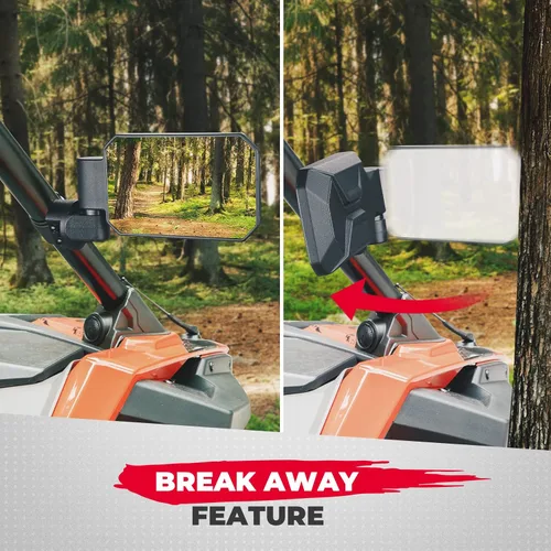 Miniatura 3 de KEMIMOTO Espejos laterales para UTV con barra antivuelco de 1.6" a 2", espejos laterales retrovisores SXS ajustables, compatibles con Polaris RZR