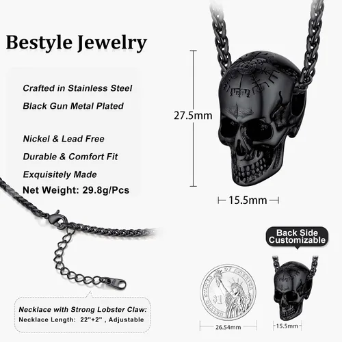 Miniatura 6 de Bestyle Collar con colgante de calaveralobo, cadena gótica para hombres y niños, gran estilo novedoso, joyería de declaración para fiesta casual