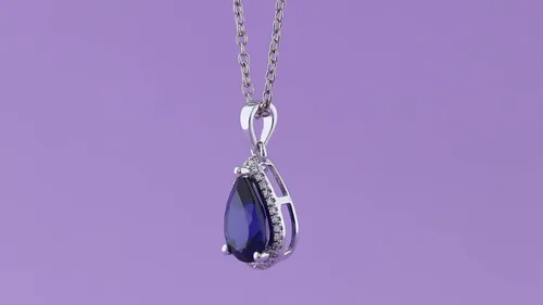 Miniatura 3 de Dazzlingrock Collection Colgante de lágrima de diamante de corte de pera de 18K 10X7 MM creado en laboratorio y diamante de corte redondo, oro blanco