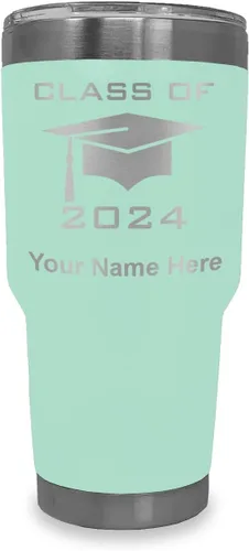 Miniatura 16 de LaserGram Vaso aislado al vacío de 20 onzas, grado de tapa clase de 2024, 2025, 2026, 2027, 2028, grabado personalizado incluido (negro)