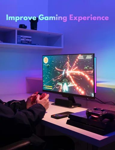 Miniatura 2 de JUSJUBR 2 piezas de luz RGB debajo del monitor, luz de juego con 353 modos de color, luz de escritorio LED con control remoto para configuración