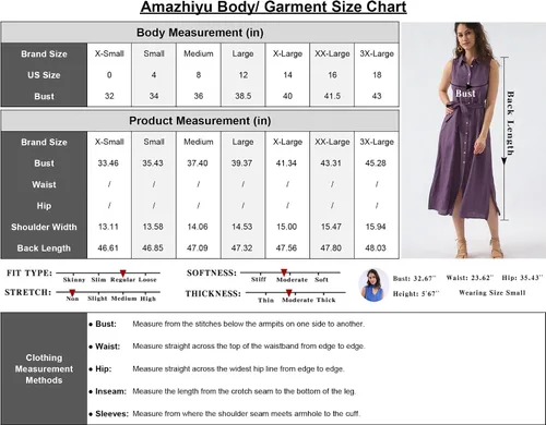 Miniatura 6 de Amazhiyu Vestidos midi de lino puro con botones para mujer, con bolsillos y cinturón