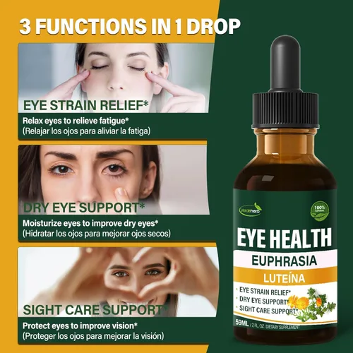 Miniatura 2 de Eyebright - Gotas para la salud de los ojos, extracto líquido de arándano y luteína, suplemento herbario para aliviar la fatiga ocular y apoyo