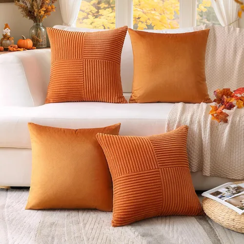Miniatura 9 de OTOSTAR Juego de 4 fundas de almohada decorativas bohemias de otoño de 16 x 16 pulgadas para sofá cama, decoración del hogar en otoño, funda