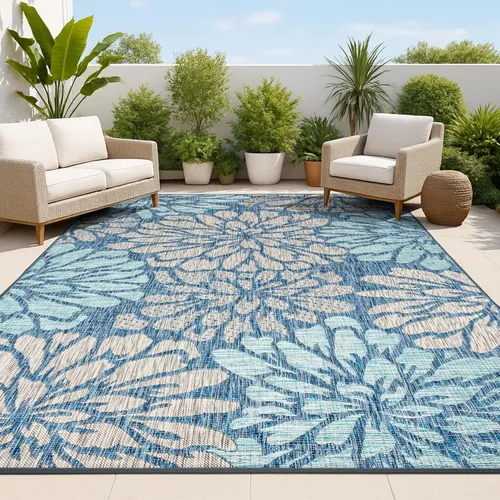 Miniatura 32 de JONATHAN Y Alfombra Corredor de Tejido Texturizado Floral para Interiores y Exteriores 2X8 Marrón/Crema, Zinnia Moderna para Patio Trasero, Patio