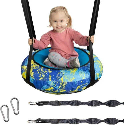 Columpio de aire redondo duradero de 26 pulgadas para niños pequeños y niños, ideal para patio trasero, sala de juegos interior, juego o casa del