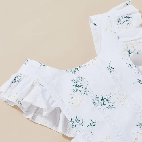 Miniatura 5 de Mameluco con volantes y diadema con estampado de margaritas para bebé, diseño floral, ropa de verano