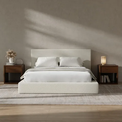 Miniatura 12 de RECCI Cloud - Base de cama Queen tapizada con cabecero, plataforma acolchada de espuma de 5 pulgadas, sin somier, fácil montaje (crema)