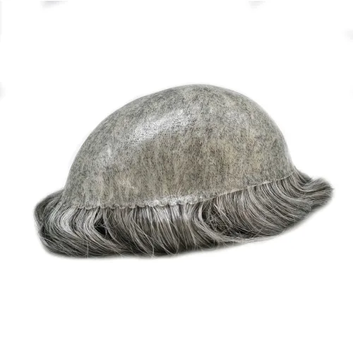Miniatura 5 de Tupé de piel fina para hombres, pieza de pelo de 0.005 in inyectada de piel de poliéster para hombres, tupé 100% europeo, unidades de cabello humano