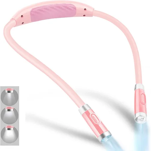 Miniatura 8 de Vekkia Luz LED recargable de lectura para el cuello, luces de libro para leer en la cama, 3 niveles de brillo, brazos de silicona suave flexible