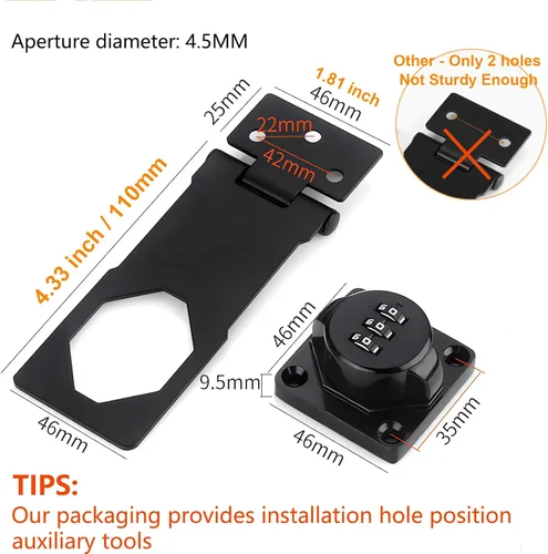 Miniatura 2 de Cerradura de gabinete sin llave de contraseña de 3 dígitos para puerta corrediza con combinación, cerradura para armario deslizante, cerradura
