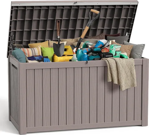 Miniatura 34 de ROJIK - Caja de almacenamiento para exteriores, impermeable, para patio y piscina, herramientas de jardín y cojines, banco con tapa con cerradura
