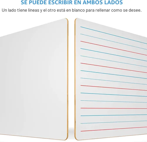 Miniatura 3 de Nicpro Pizarra de borrado en seco de regazo 9 x 12 pulgadas, paquete de 2 pizarras para niños con doble cara, pequeña, rayada y en blanco, con 8