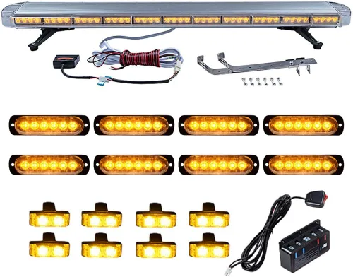 Corp Set de advertencia de emergencia ámbar de seguridad de 51 pulgadas 96-LED estroboscópica barra de luz en la azotea con 8 piezas ultra delgada