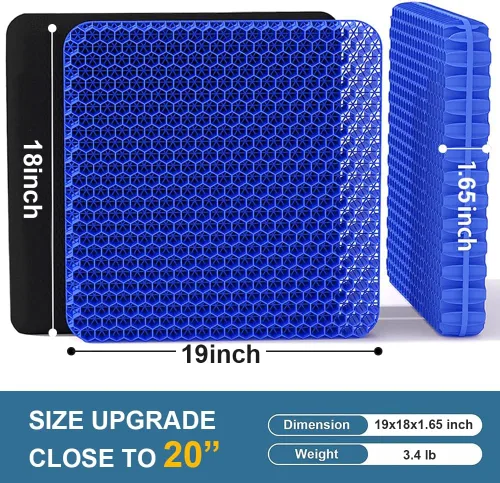 Miniatura 2 de Cojín de gel para asiento, almohadillas de silla de cojín de gel súper grande con funda antideslizante para silla de ruedas para el hogar, oficina