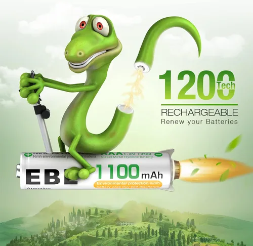 Miniatura 3 de EBL Paquete de 4 pilas recargables AAA de 1.2 voltios NiMH 1100 mAh triple AAA batería y cargador de batería AA AAA