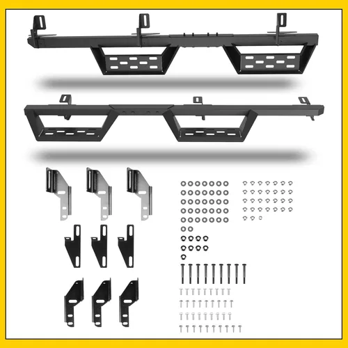 Miniatura 8 de Estribo de estribo lateral compatible con Jeep Wrangler JK JKU Unlimited 4 puertas 2007-2018, solo 4 puertas, color negro mate con recubrimiento