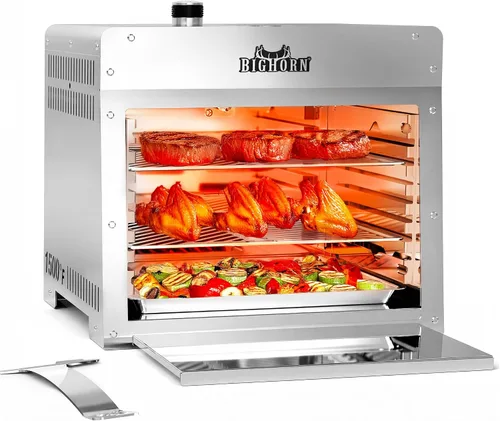 Miniatura 9 de BIG HORN OUTDOORS Parrilla de propano a gas infrarroja portátil, de acero inoxidable de 1500 grados, parrilla de mesa de cocción rápida para carne