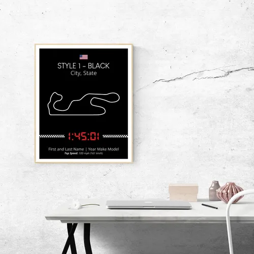 Miniatura 7 de Póster personalizable para pista de carreras, impresión personalizable hecha a mano, estilo 1, impresión metálica negra de 8 x 10 pulgadas