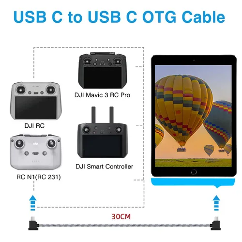 Miniatura 2 de Cable de control remoto USB C a USB C de 1 pie para iPhone 17/16/15, DJI Mavic 3, Mini 2/3/Mini 4 Pro/5 Pro, Air 2S, Mavic Air 2, DJI RC-N1, RC Pro