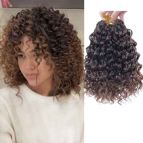 Miniatura 55 de GoGo Curl Crochet Hair 18 pulgadas onda de agua pelo sintético bohemio ganchillo trenzado jengibre onda profunda extensiones de cabello trenzado