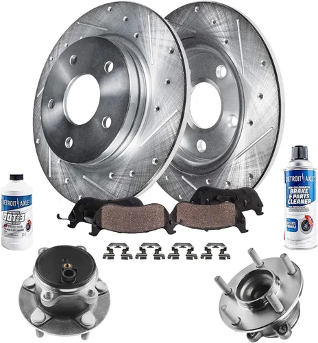Miniatura 47 de Detroit Axle - Rotores de freno para Ford 2013-2019 Explorer Taurus Flex Lincoln MKT MKS, rotores de freno de disco ranurados perforados de repuesto