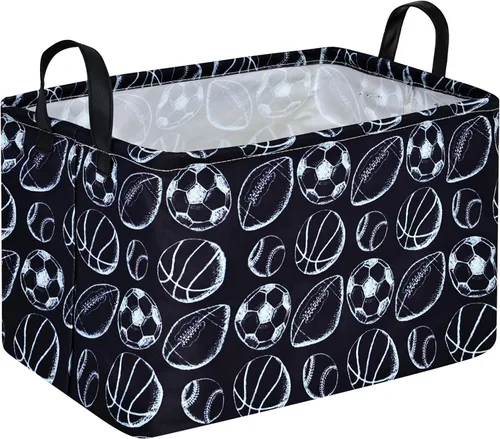 Miniatura 8 de MAIZMZ Cesta de almacenamiento rectangular vacía, organizador de almacenamiento impermeable de béisbol, cestas plegables con asas para mujeres
