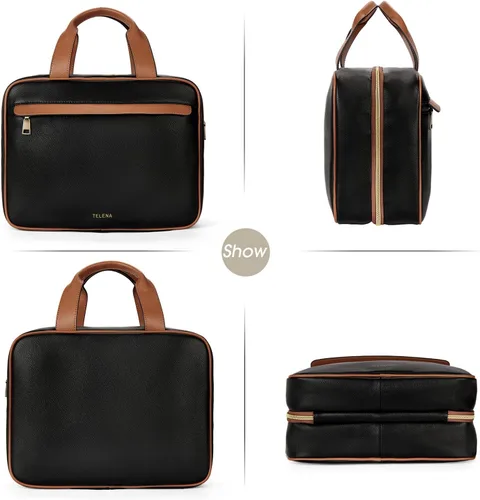 Miniatura 5 de Telena Neceser de viaje para mujer con gancho para colgar, bolsa de cosméticos resistente al agua, organizador de viaje para accesorios, artículos