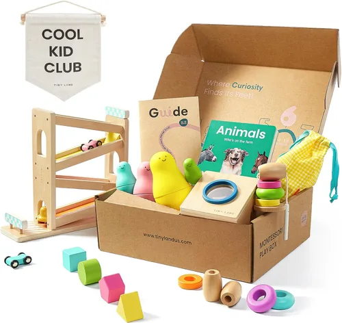 Miniatura 7 de Tiny Land Conjunto de Juguetes Montessori para Bebé 0-3 Meses Kit de Juego Sensorial para Desarrollo de Recién Nacido - Espejo 5 en 1, Conjunto