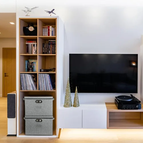 Miniatura 3 de Lukeline Contenedores de almacenamiento plegables con tapas, paquete de 2 cajas de almacenamiento plegables de lino de tela, cesta organizadora