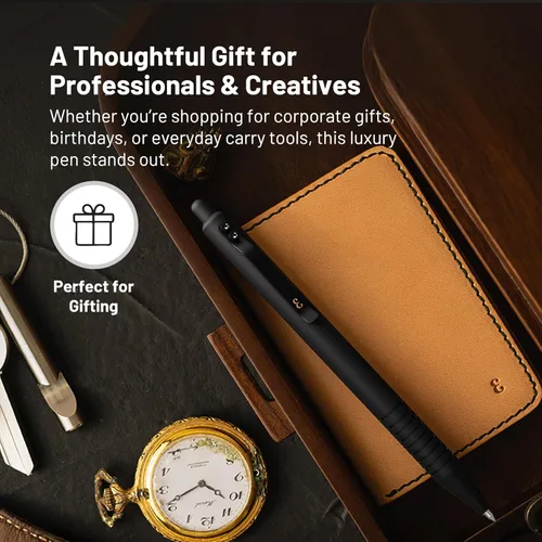 Miniatura 5 de Everyman Black Grafton - Bolígrafo de gel recargable súper mate de clic completo Herramienta de escritura EDC duradera con agarre profundo Flujo
