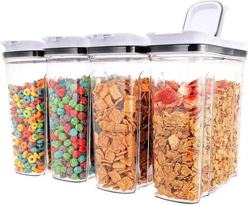 Miniatura 13 de Set de envases herméticos para cereales FreshKeeper, contenedor de almacenamiento de alimentos con tapa 4L/135.2oz, 2 piezas, envases de plástico