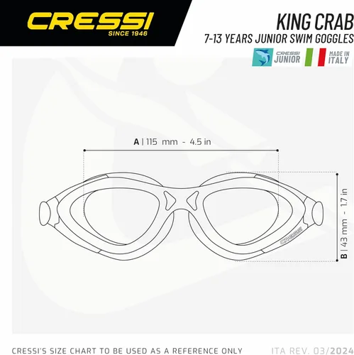 Miniatura 7 de Cressi Gafas de natación para niños de 7 a 15 años, hechas de silicona suave, King Crab: fabricadas en Italia