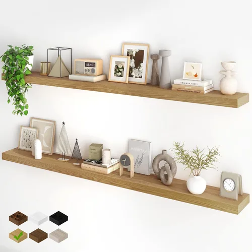 Miniatura 12 de Fun Memories Estantes flotantes para pared, estantes flotantes de 48 pulgadas de largo, juego de 1, estante colgante con soportes invisibles