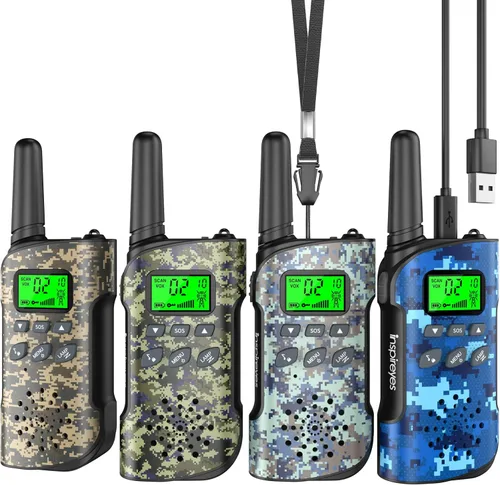 Miniatura 25 de Inspireyes Walkie Talkies para niños, paquete de 2 recargables de largo alcance, juguetes para niños y niñas de 3 a 12 años, juguete de radio de 2
