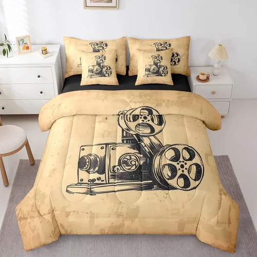 Miniatura 15 de Piano Music 7pcs Comforter King,Musical Notes Bedding Set Kids Girls Boys Teens Room Decor,Retro Graffiti Grey Gold Music Lover Bed in a Multi 11