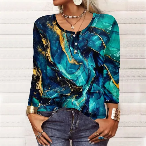 Miniatura 3 de Sweatshirt for Women Printing Long Sleeve Pullover Tops V Neck Button Down T Shirts Comfy Dressy Sweatshirts
