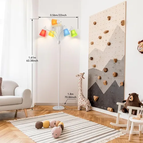 Miniatura 3 de FOLKSMATE Lámpara de Pie, Lámpara de Pie Alta Moderna Medusa de Múltiples Cabezales, Luz de Lectura LED Rústica Ajustable para Sala de Estar, Blanco