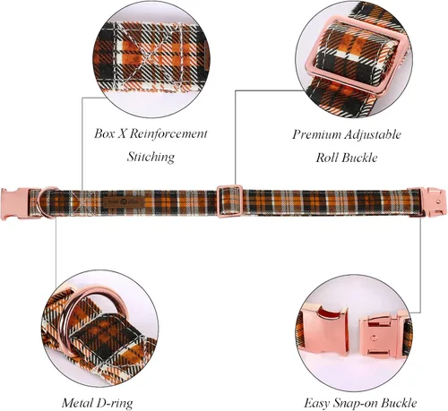 Miniatura 2 de Collar de Halloween para perro con moño de lionet paws - Lindo collar ajustable de moño de algodón para otoño con hebilla de metal para perro A: O &