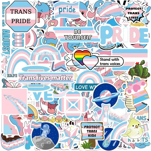 Miniatura 7 de Pegatinas de Orgullo Trans, 50 PIEZAS Adhesivos Transgénero FTM al Por Mayor para Accesorios de Celebración de Orgullo Trans, Desfiles, Decoración