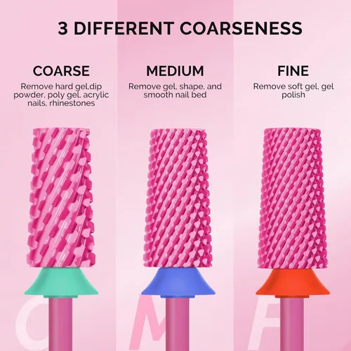 Miniatura 3 de MelodySusie Brocas de barril cónico para uñas, brocas de tungsteno de carburo de 3/32 pulgadas, adecuadas para manicura, pedicura, cutícula, esmalte