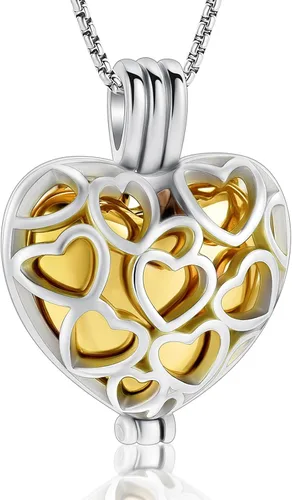 Miniatura 15 de Collar con medallón de cremación conmemorativa con corazón eterno con mini urna para cenizas de seres queridos