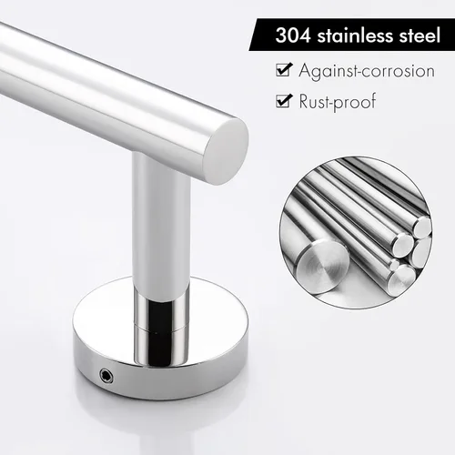 Miniatura 5 de Toallero Kes A2000-P, barra redonda de acero inoxidable para cocina, estilo moderno, barra suspendida para cajón, para toalla de mano