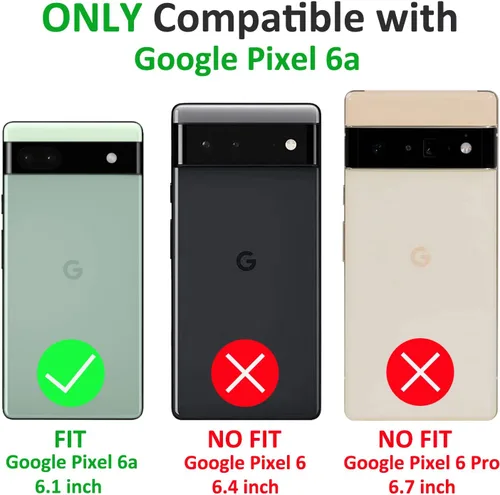 Miniatura 2 de Funda para Google Pixel 6a con protector de pantalla de vidrio templado [2 unidades], funda protectora de grado militar a prueba de golpes con Negro